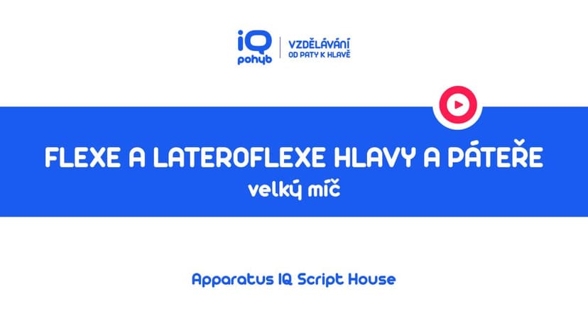 Velké a malé míče - Flexe hlavy a páteře s lateroflexí vsedě s oporou horních končetin o VM
