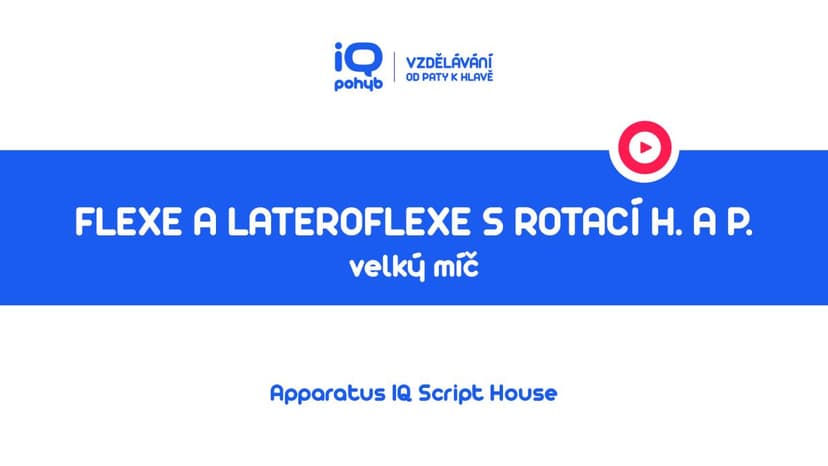 Velké a malé míče - Flexe hlavy a páteře s lateroflexí a rotací vsedě s oporou horních končetin o VM